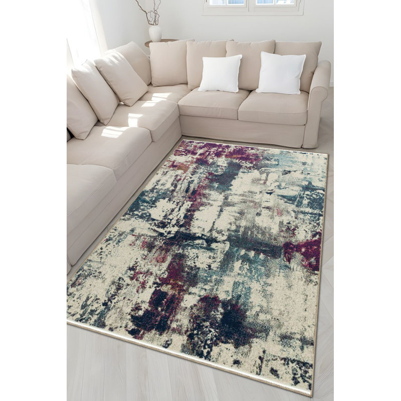 Tapis décoratif multicolore à motif abstrait et créatif, Tapis de couloir 3 pi 3 po x 9 pi 10 po