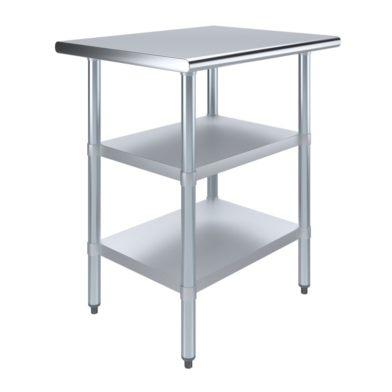 Stainless Steel Work Table with Galvanized Shelves