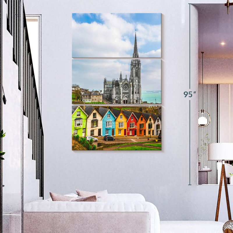 Maisons colorées de Sirci, H 57 po x l 36 po