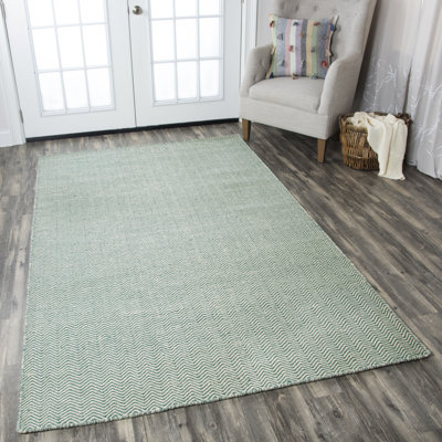 Tapis vert en laine fabriqué à la main Rita
