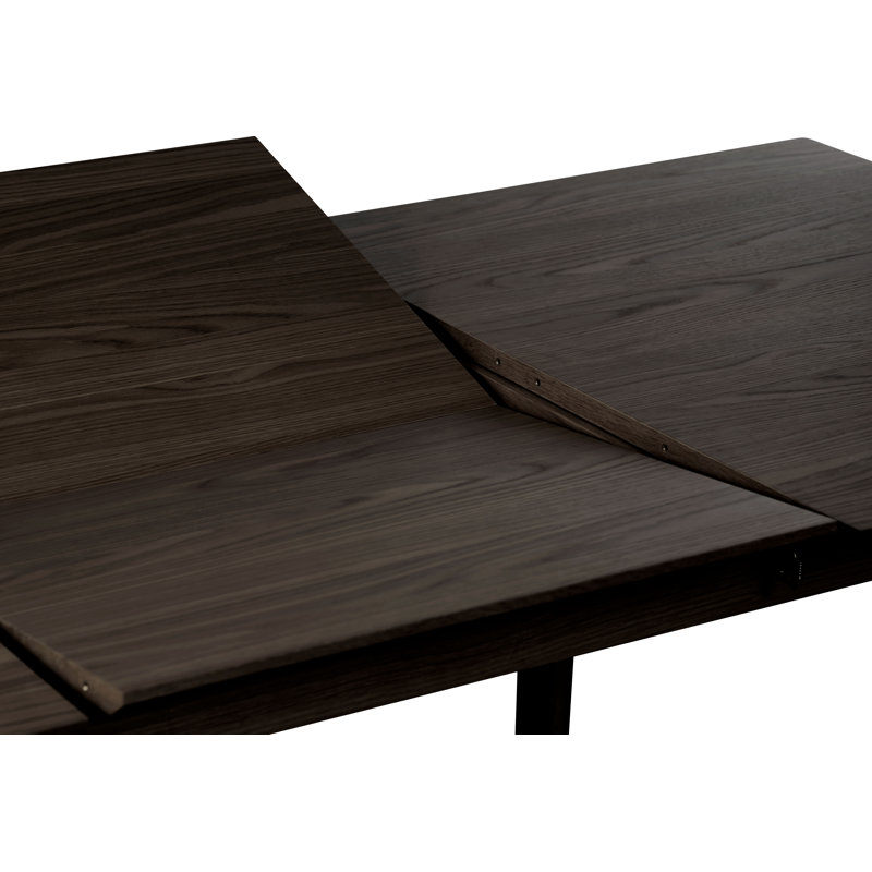 Extendable Oak Solid Wood Base Dining Table, DARK ESPRESSO OAK