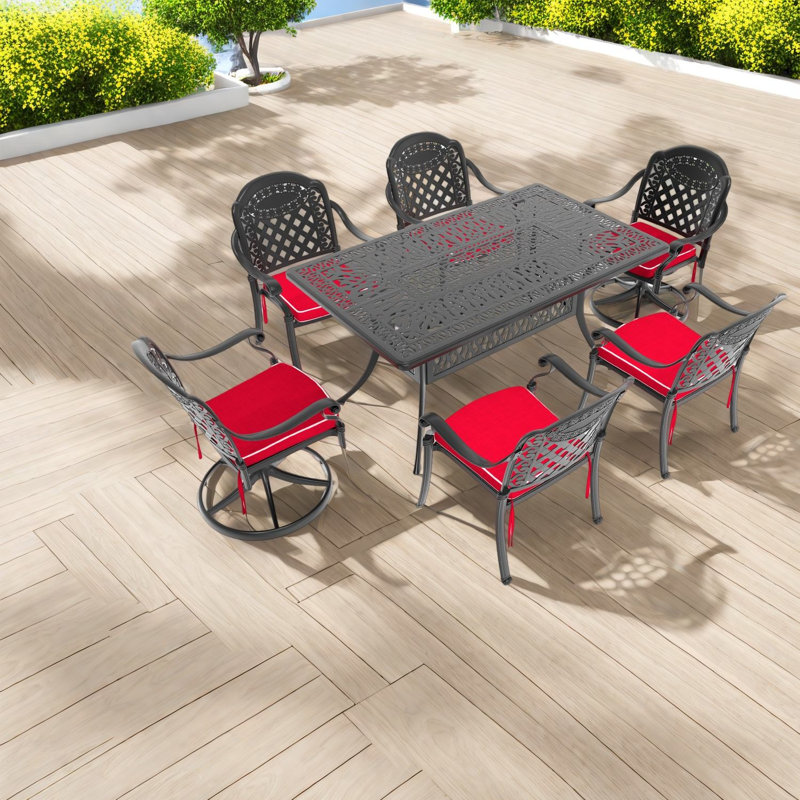 Ensemble de salle à manger élégant pour patio en aluminium 7 pièces