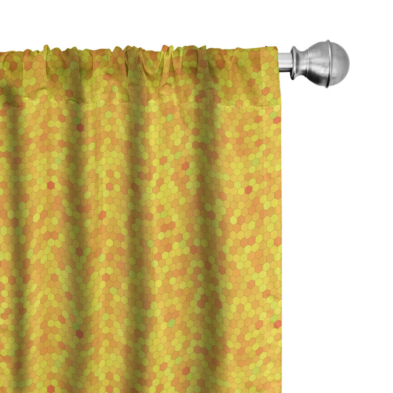 Rideaux 4 panneaux East Urban Home Honeycomb, motif hexagonal, jaune terre, L 56 po x L 95 po