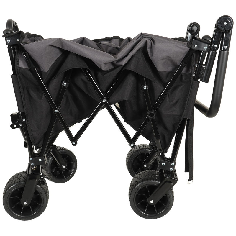 Chariot pliable multifonctionnel avec chariot pivotant et poussoir avec poignée rotative et roues tout-terrain à 360 ° - Conception robuste et réglable, grande capacité de transport, d'épicerie et d'utilisation extérieure, noir-gris