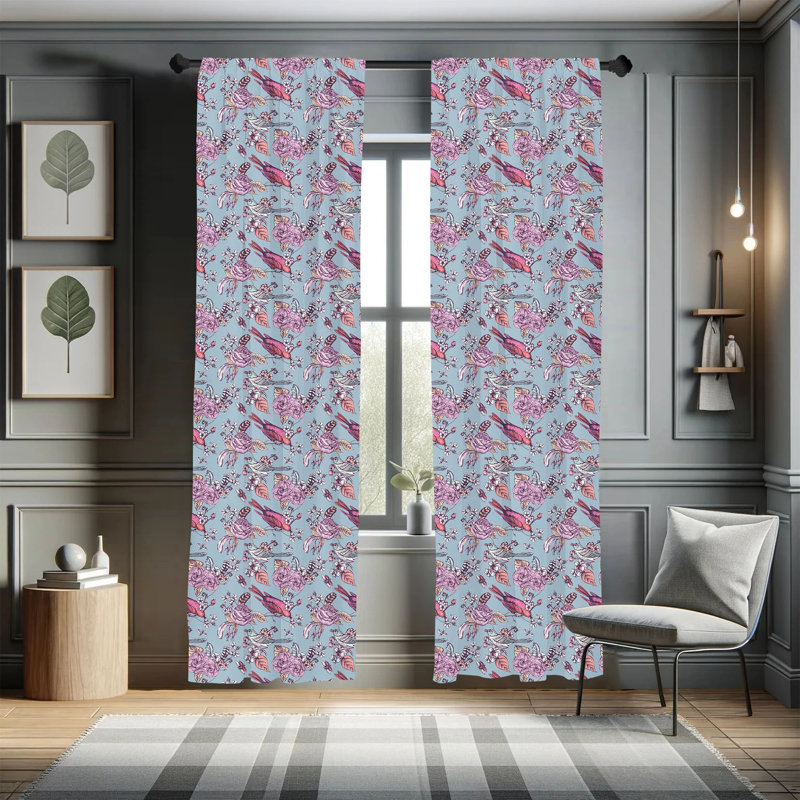 Spring Floral Semi-Sheer Rod Pocket Sliding Panel, 28" x 95"