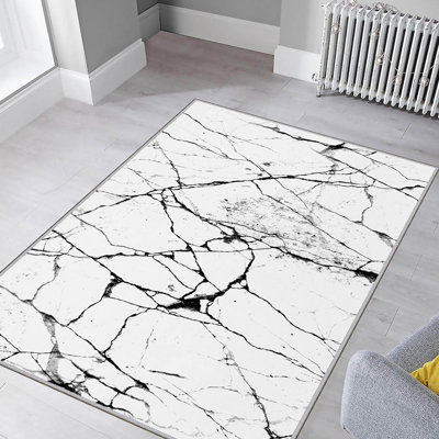 Stylish Woven Carpet, 4 x 6 Feet, 100% Polyester | Antibacterial, 3D Digital Printing, Non-Slip PVC Felt Dot Underside | Machine Washable, 0.4 in Pile Height, Perfect for Living Room & Bedroom Decor