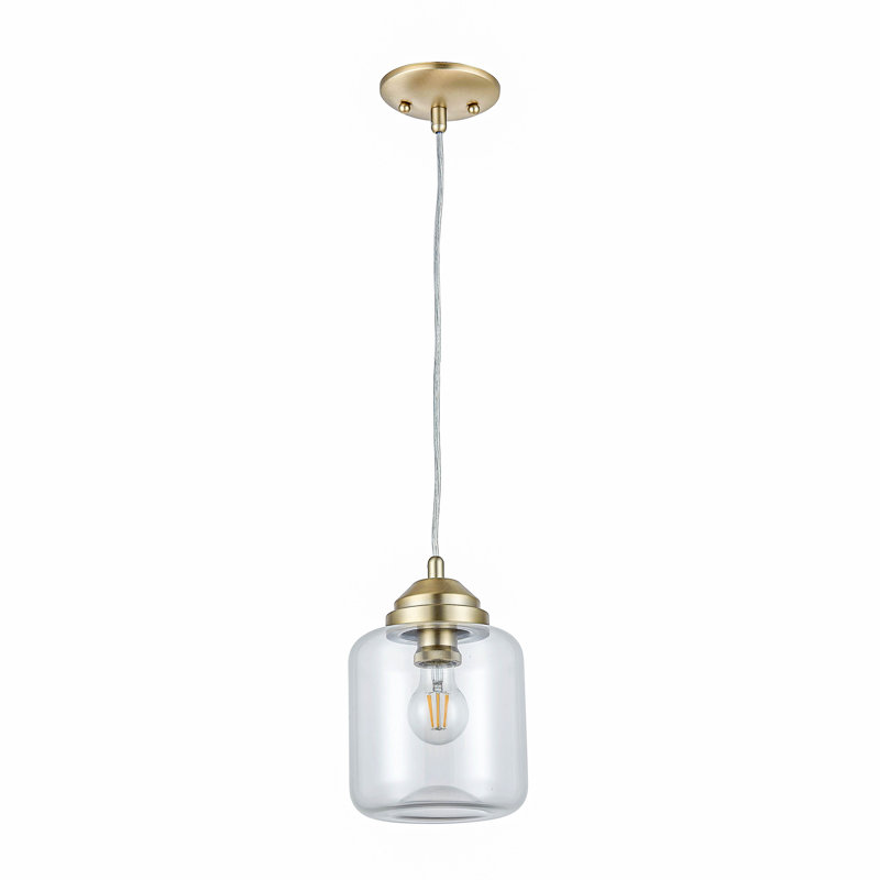 Luminaire suspendu cylindrique à 1 lumière Gronroos, Or