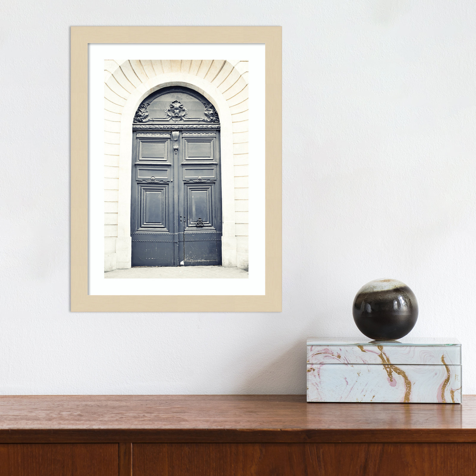 Black Paris Door Photo Print, Brown, 15" H x 11" W