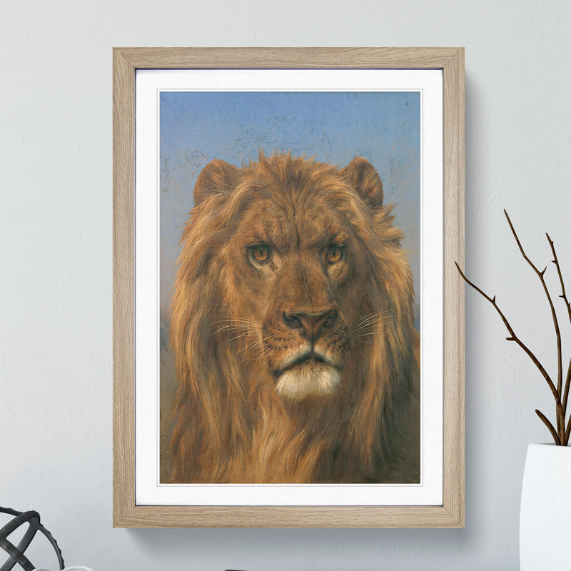 Portrait of a Lion Vol.2 by Rosa Bonheur - Picture Frame Painting, 36cm H x 27cm W x 2cm D, Black Framed