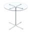 Ensemble de salle à manger moderne à hauteur de bar 3 pièces, table ronde en verre transparent avec base en métal et 2 tabourets de bar rembourrés noirs avec motif crocodile, ensemble de coin-repas pour îlot de cuisine-133403615-133403616-133403619
