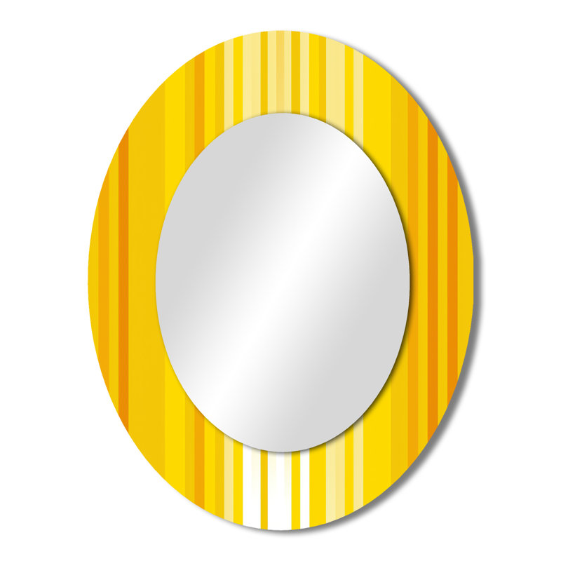 Sunshine Philosophy of Life Minimal Yellow - Yellow Modern Oval Wall Mirror, 43" x 33"