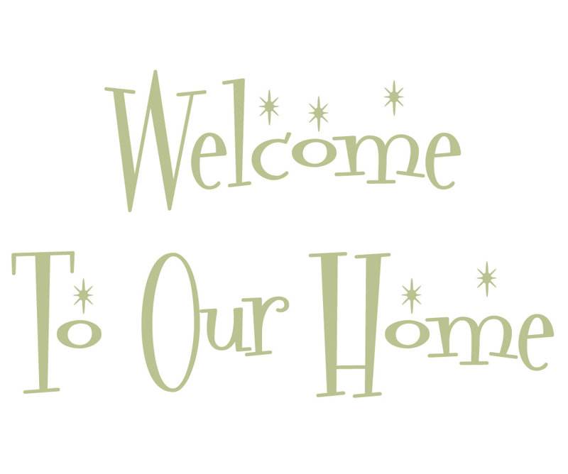 Décalcomanie murale "welcome to the home", Céladon, H 14,5 po x l 24 po x P 0,01 po
