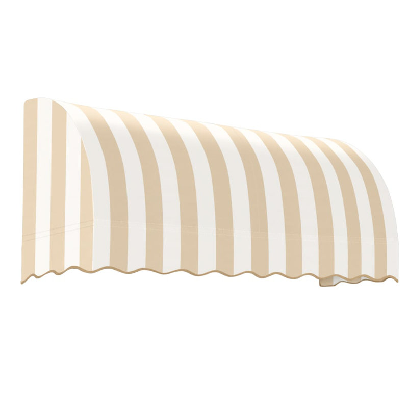 Awntech Savannah Acrylic Fabric Fixed Awning, Linen/White Stripe, 44" H x 88.5" W x 36" D