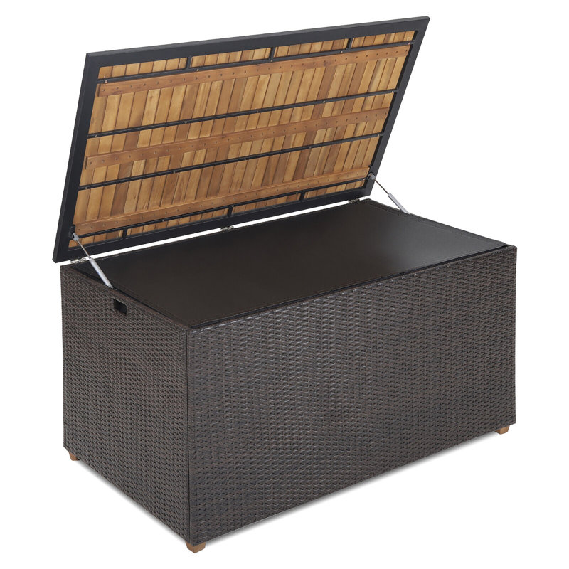 Gymax 51'' W 134 Gallons Water Resistant Wicker Deck Box in Mix Brown