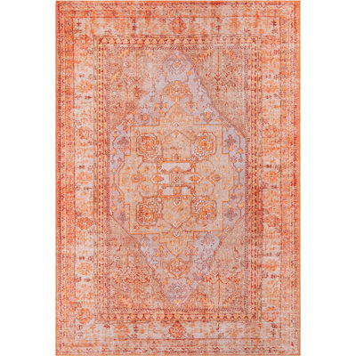 Nile Vintage Medallion Flatweave Rust Area Rug