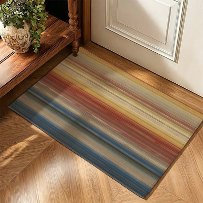 Tapis à rayures dégradées dans des tons naturels, 119 x 79 cm, pour couloir ou vestibule