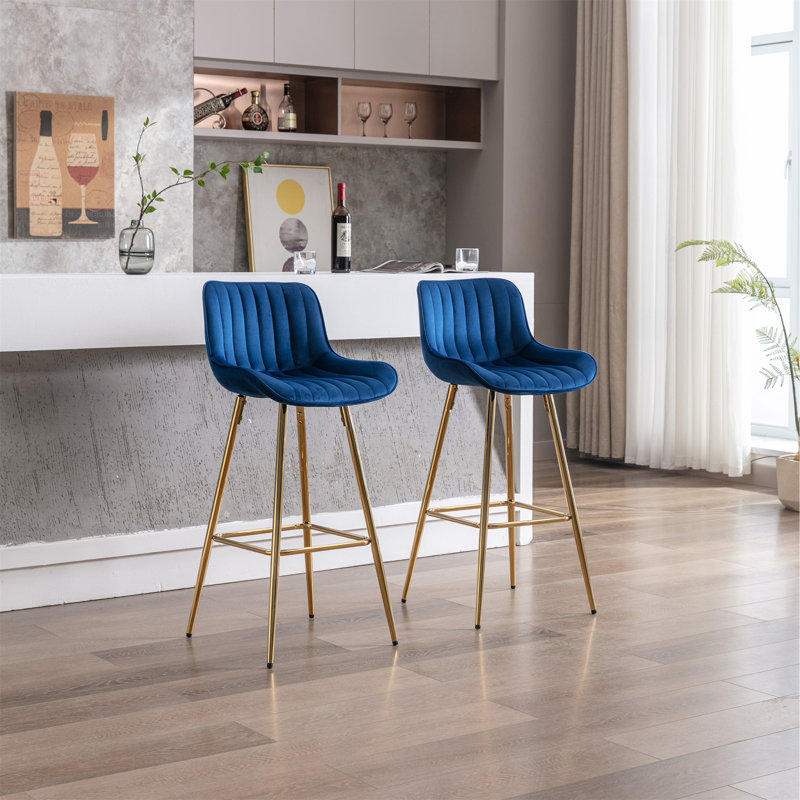 Set Of 2 Bar Stools, Bar Stool (30" Seat Height), Blue
