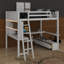 Lit mezzanine double avec bureau en L multi-rangement, lumière DEL et station de charge USB, banc de rangement avec tiroirs-114406378