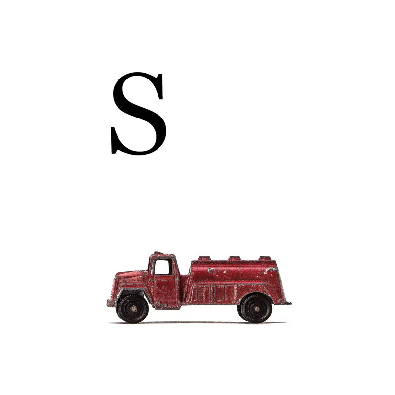 S Water Truck White Letter 1 Piece Wall Art on Canvas, 20.32 cm H x 30.48 cm W, Wrapped Canvas