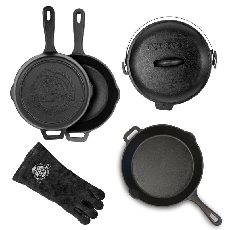 Pit Boss Black Cast Iron Non-stick Skillet and Pan Set