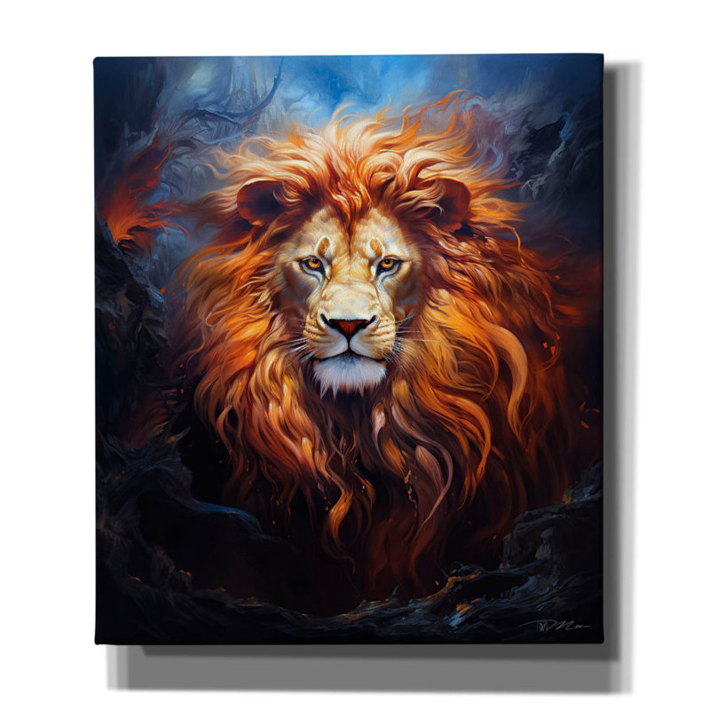 "Epic Graffiti" Fire Lion "par Momart, art mural sur toile, H 30 po x l 26 po x P 1,5 po