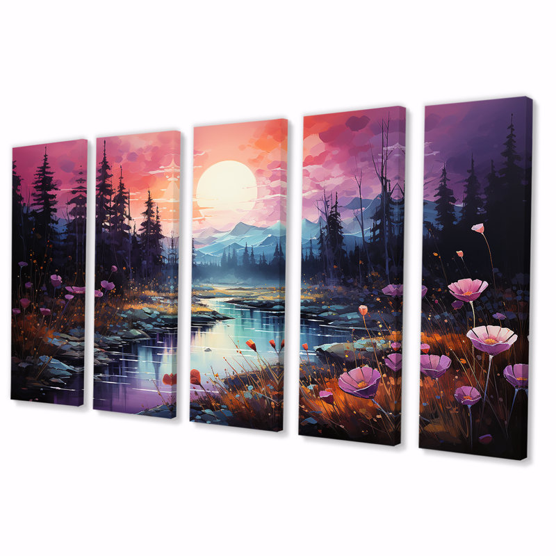 5 pièces d'art mural Northern Light, H 28 po x l 60 po