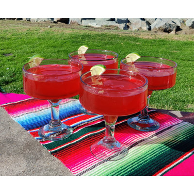 Latitude Run - Mexican Hand Blown Glassware - Natural/Clear Margarita Glasses (16 Oz)