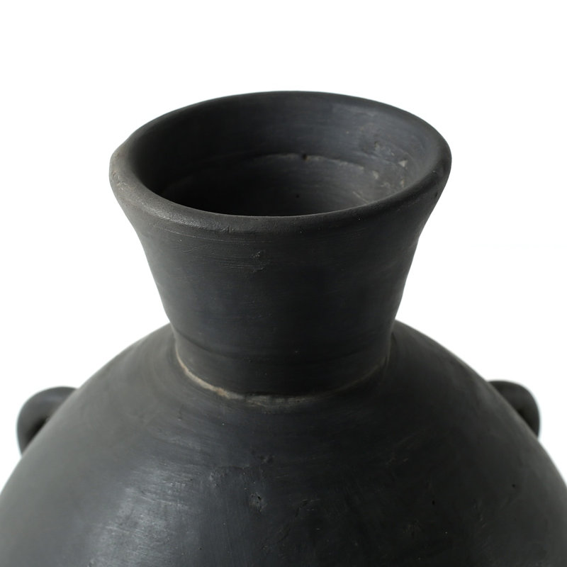 Approx.10" Earthy Gray Pottery Vase with Three Decorative Hooks