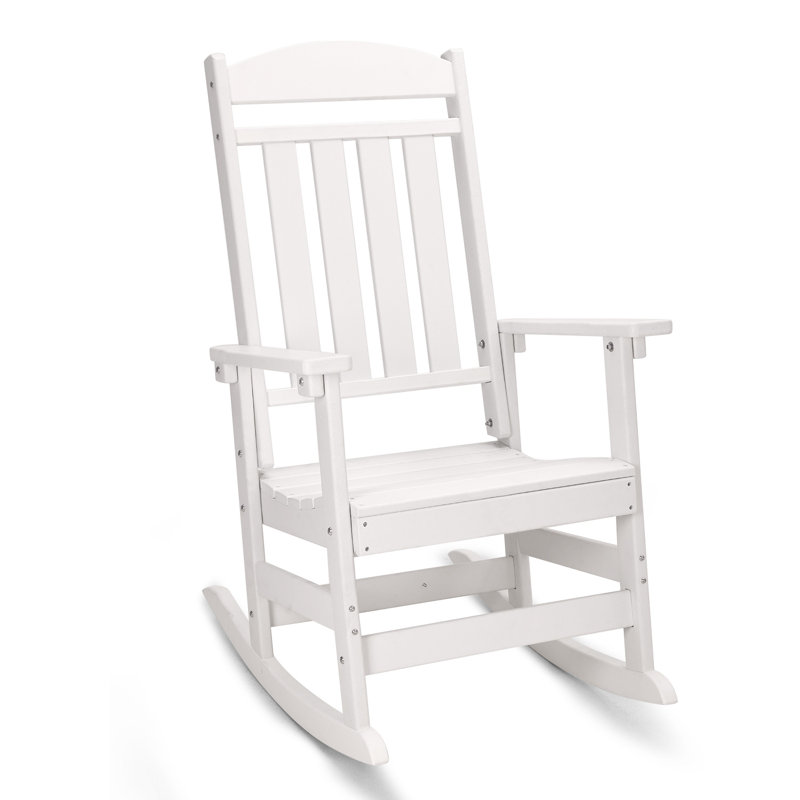 Abrahms HDPE Outdoor Rocking Chair, White