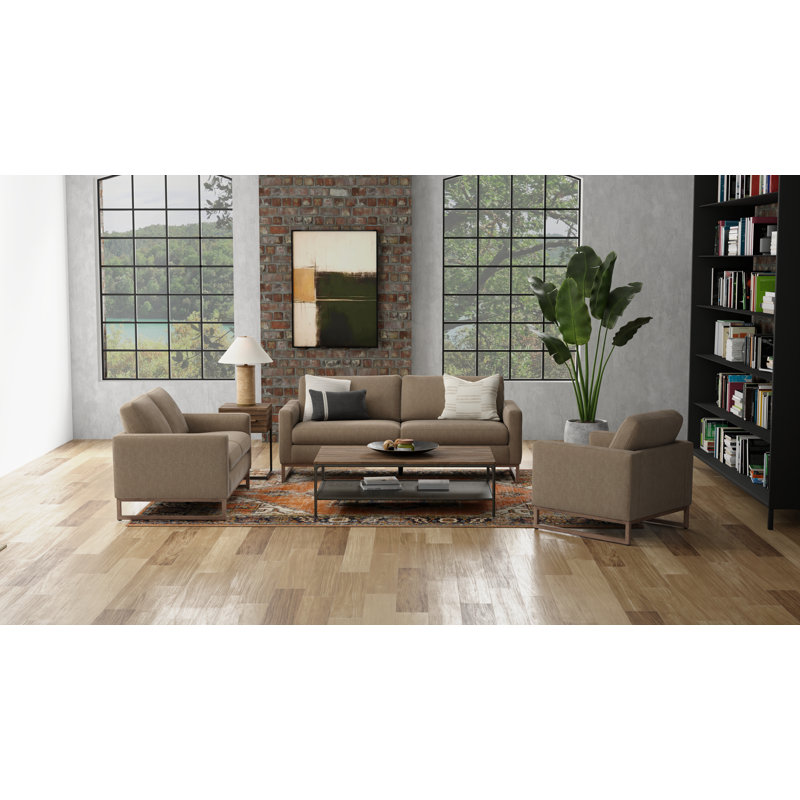 Canapé moderne rembourré avec pieds en métal, Tanné