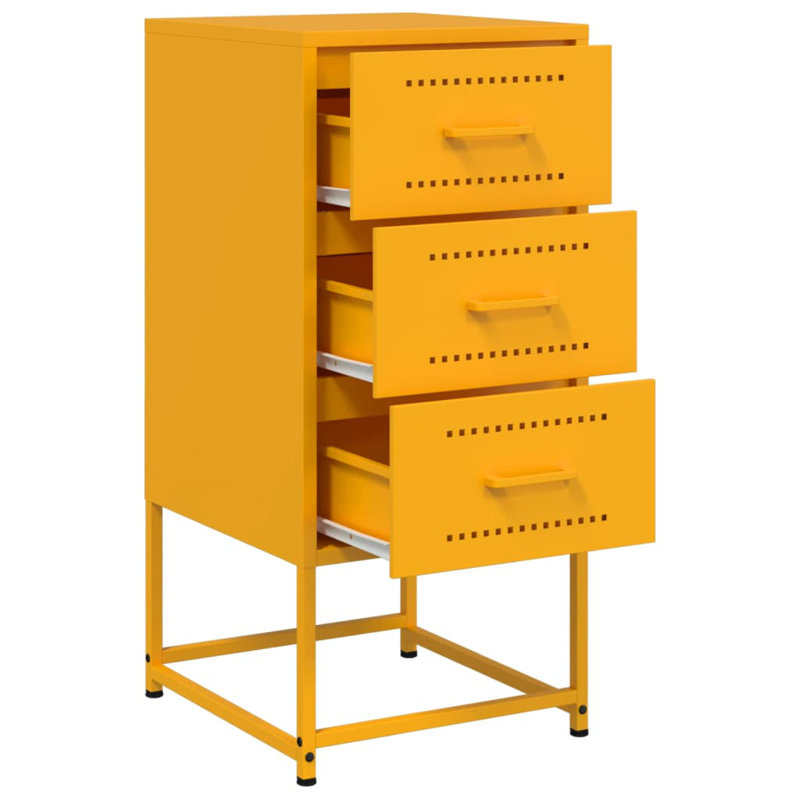 Raddatz 36cm W Steel Bedside Table, Mustard Yellow, Set of 2
