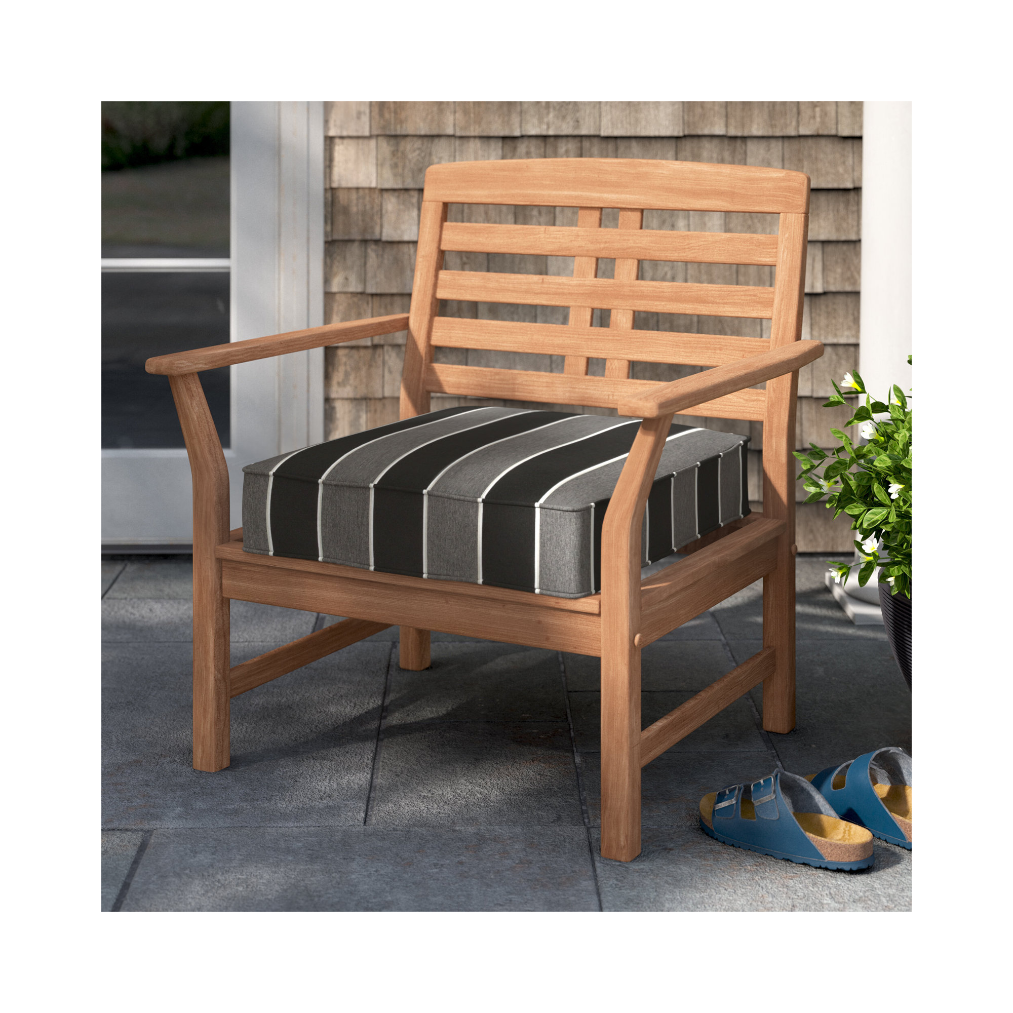 Indoor/Outdoor Sunbrella Dining Chair Cushion, 23.5" W x 23" D