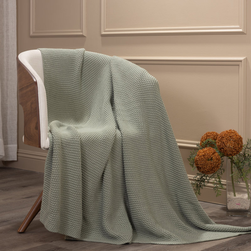 Eden Knitted Throw Blanket, Seaglass