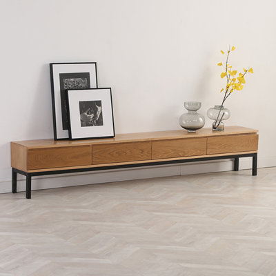 Solid Oak TV Stand with 4 Drawers