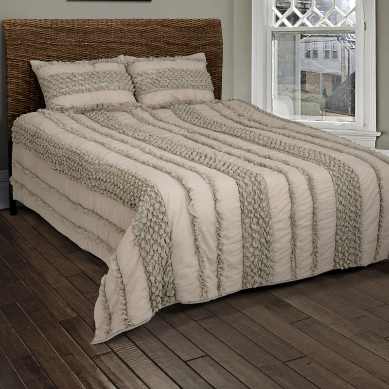 Georgette Cotton Blend Quilt, Twin Quilt + 1 Standard Sham, Ivory
