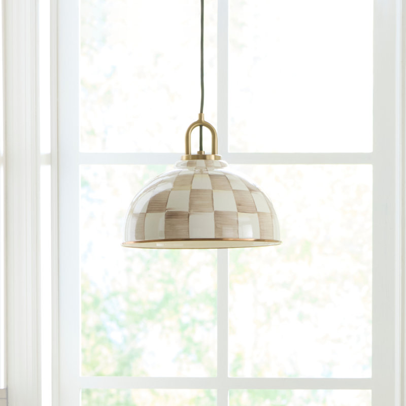 Mocha Check Dome Pendant Lamp, 12
