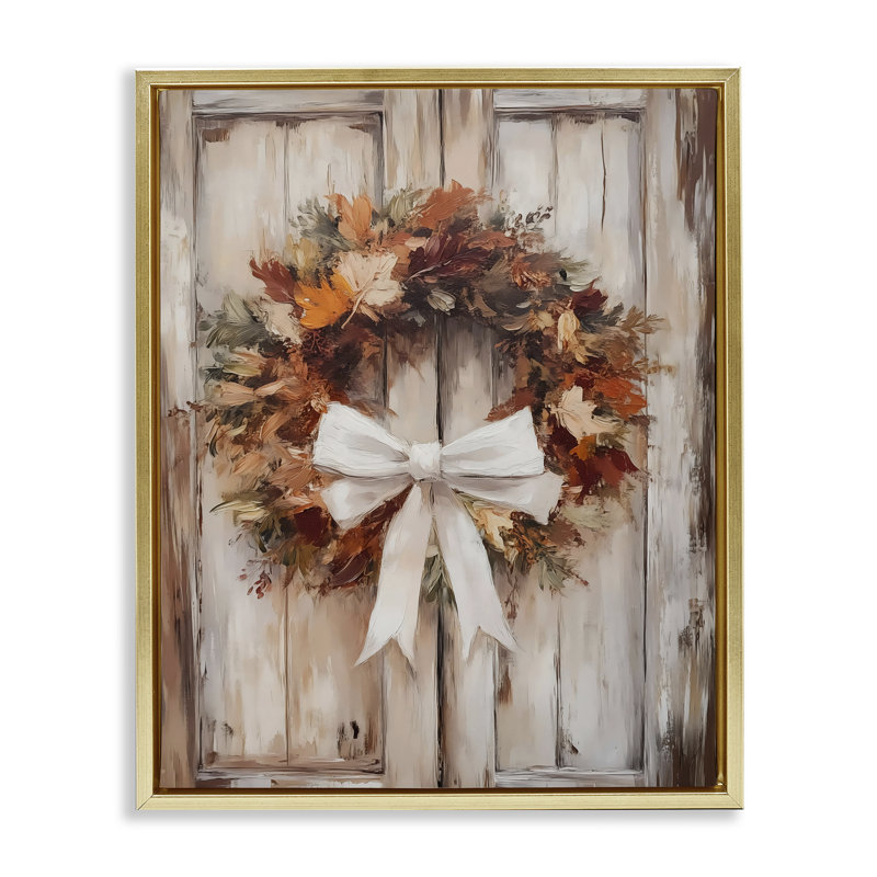 Couronne d'automne avec cadre flottant à ruban, design par LSR Design Studio, H 21 po x l 17 po