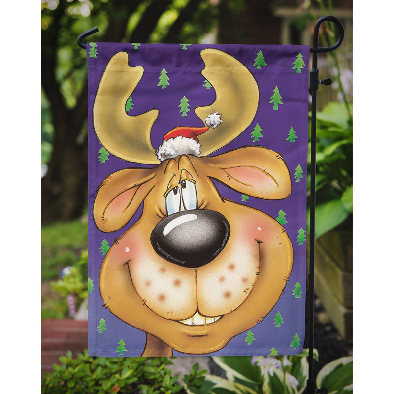 Drapeau de jardin Bengte Comic Reindeer, H 15 po x l 11 po