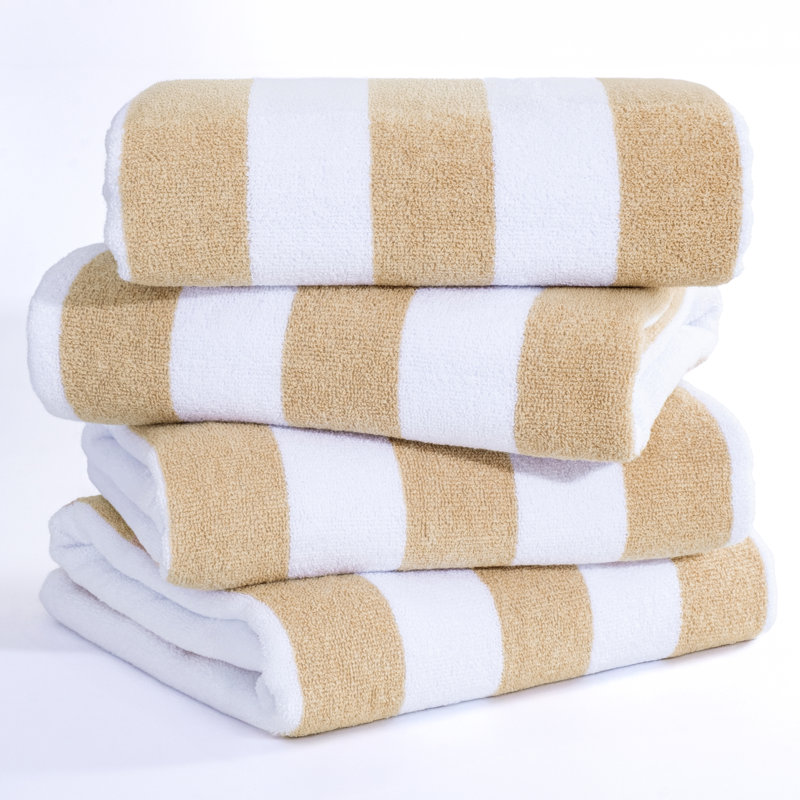 Devontia Cabana Striped Beach Towels, 30x60 inch 4 Piece Oversize Pool Towels, Gray