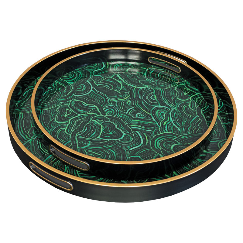 LLB- Round tray- set of 2 - Malachite