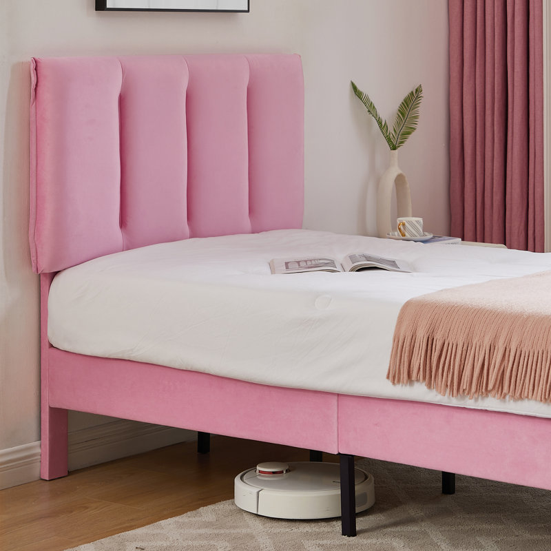 Wiebe Upholstered Platform Bed, Pink