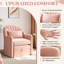 Fauteuil d'appoint en velours demi-tonneau avec repose-pieds-111178579