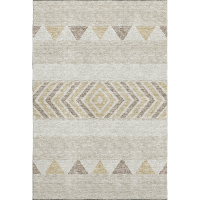 Premium Machine Washable Prisco Beige Rug, Rectangle 9' x 12'