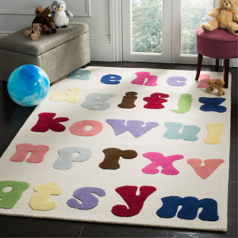 Tapis ivoire en laine / coton touffeté à la main Kruetzen, Rectangle 5 pi x 8 pi