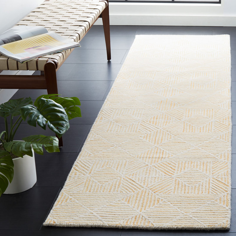 Tapis géométrique en laine touffeté à la main 0,8 po Hoopeston, Tapis de couloir 2 pi 3 po x 8 pi