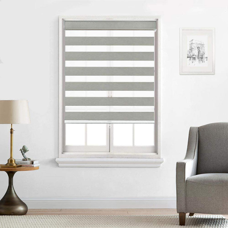 Store enroulable semi-transparent sans cordon, L 34 po x L 72 po, Gris argenté