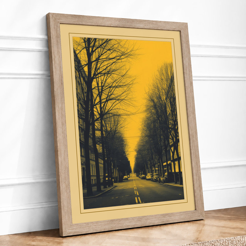 Urban Corridor At Dusk Minimalist - Print, A2 - 59.4 x 42.0 cm, Oak