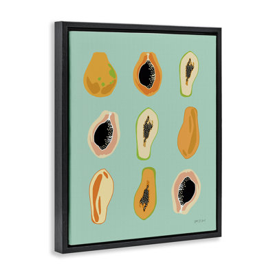 Art mural sur toile de papaye, fruits sur fond bleu par Yvette St. Amant