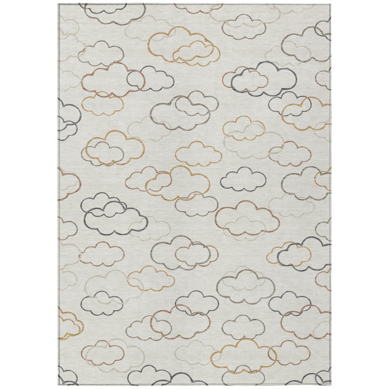 Machine Washable Indoor/Outdoor Chantille ACN2508 Kids Rug, Linen, Rectangle 9' x 12'