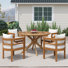 Chaises de salle à manger d'extérieur en bois d'acacia rustique avec coussins hydrofuges Rivara